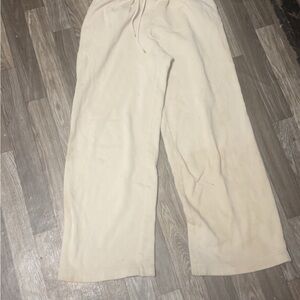 Cozy Wide-Leg Drawstring Sweatpants in Cream